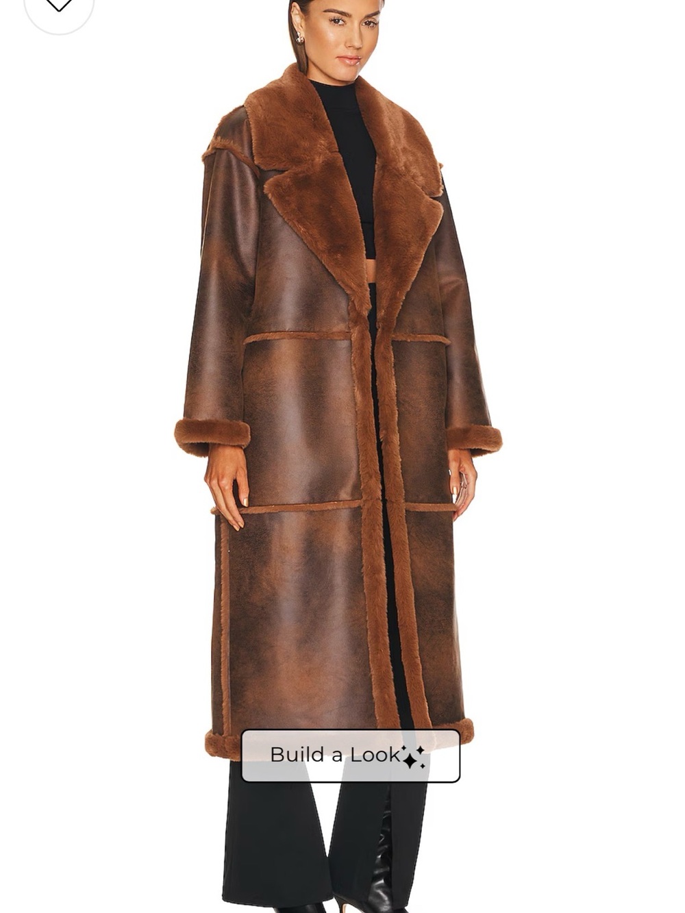 Tularosa Brown Faux Shearling Long Trench Coat